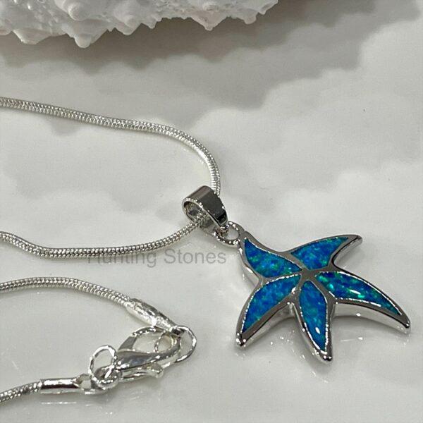 Beautiful Blue Fire Opal Starfish Necklace
