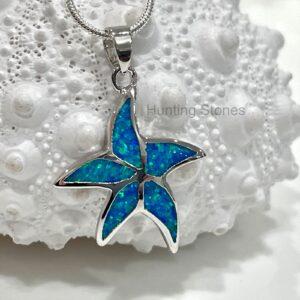 Beautiful Blue Fire Opal Starfish Necklace