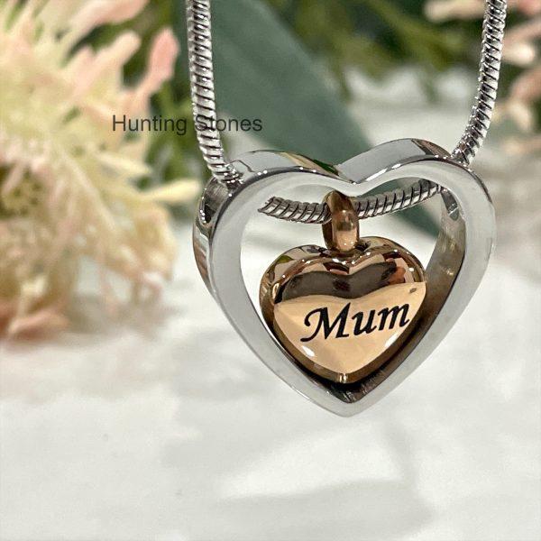 Mum Floating Heart Memorial Urn Necklace