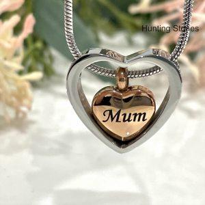 Mum Floating Heart Memorial Urn Necklace