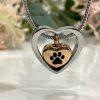 Pet Paw Floating Heart Memorial Urn Necklace