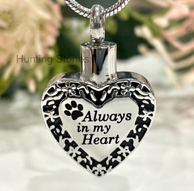 Pet Paw Always In My Heart Memorial Cremation Ashes Urn Pendant ...