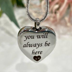 Silver Heart Pet Memorial Urn Necklace