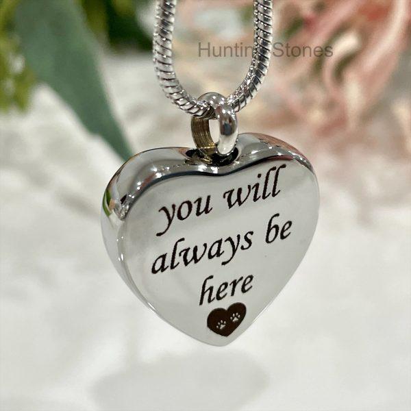 Silver Heart Pet Memorial Urn Necklace