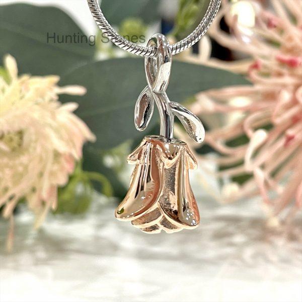 Rose Gold Rose Memorial Urn Necklace