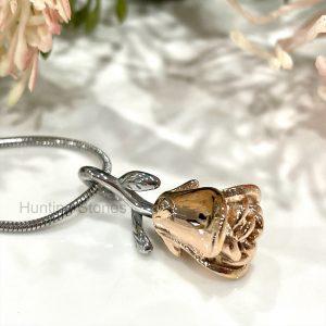 Rose Gold Rose Memorial Urn Necklace