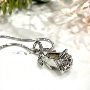 Silver Rose Memorial Urn Necklace