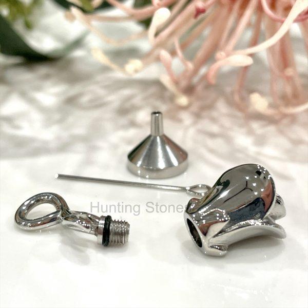 Silver Rose Memorial Urn Necklace