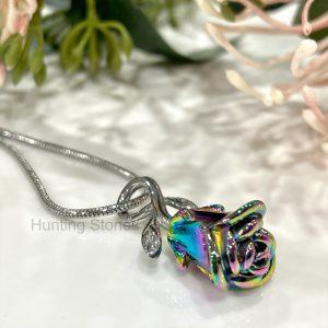 Rainbow Rose Memorial Urn Necklace