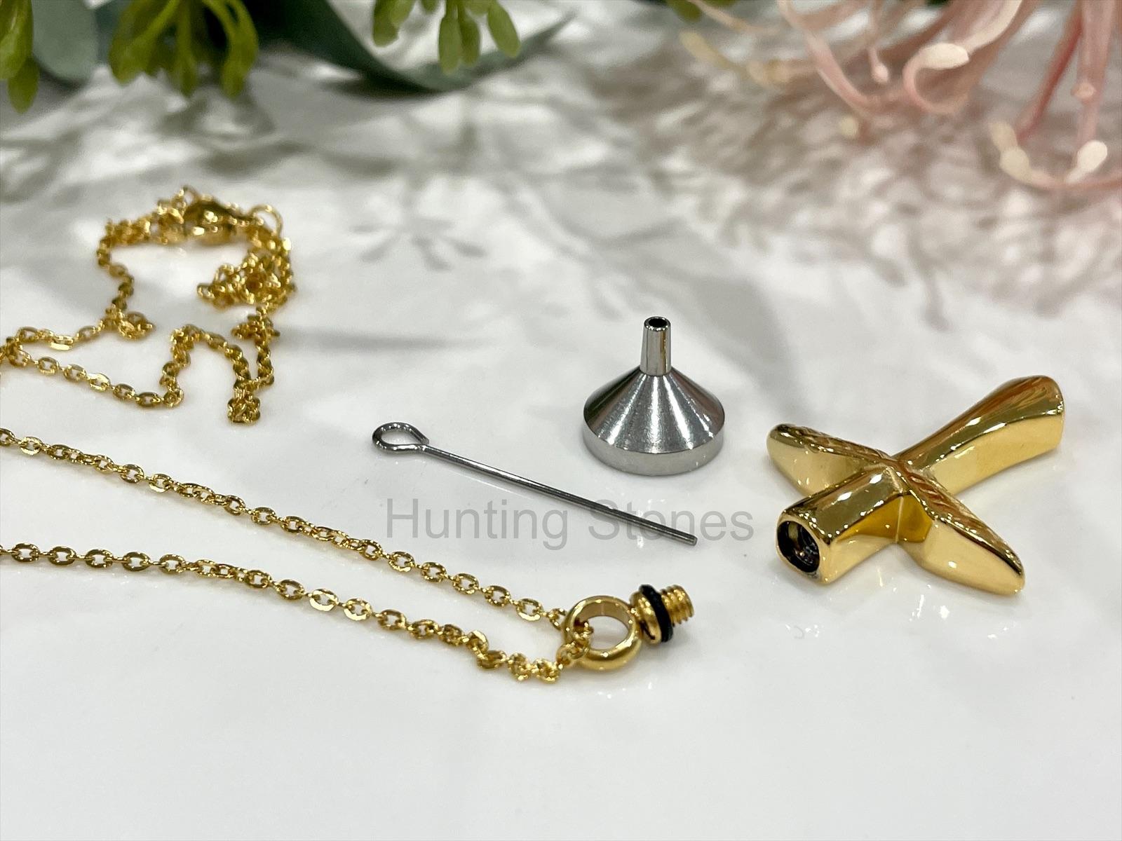 Gold Wing Cross Memorial Urn Necklace