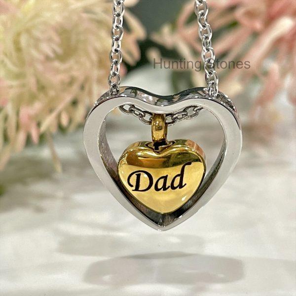 Dad Floating Heart Memorial Urn Necklace