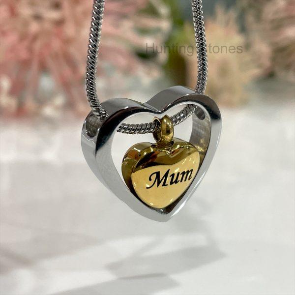 Mum Floating Heart Memorial Urn Necklace
