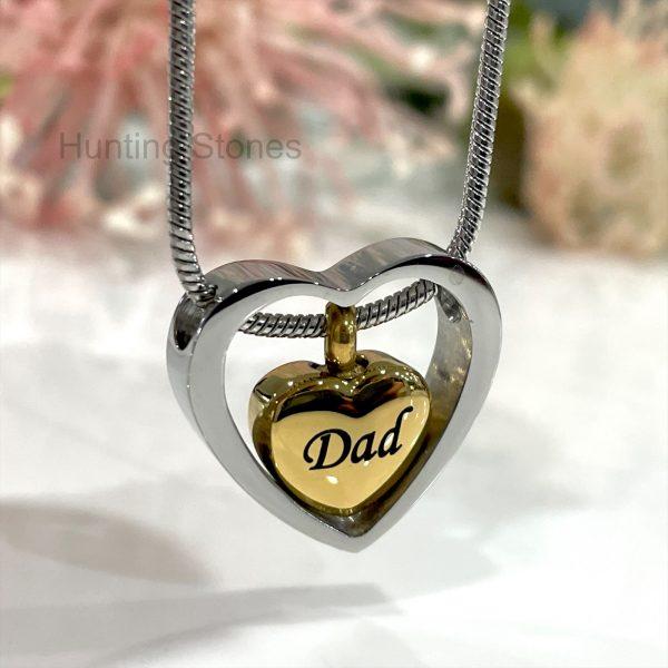 Dad Floating Heart Memorial Urn Necklace