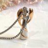 Rose Gold Silver Angel Memorial Urn Necklace