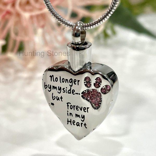 Crystal Paw Heart Memorial Keepsake Cremation Ashes Urn Pendant Necklace
