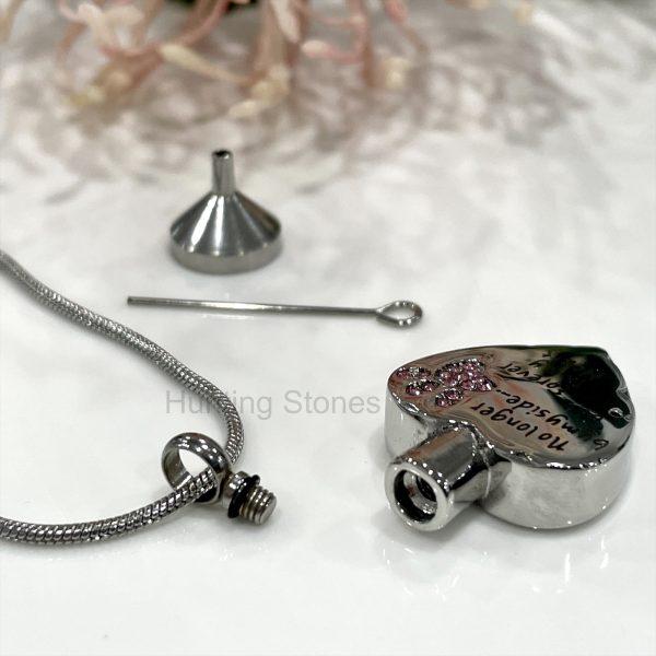 Crystal Paw Heart Memorial Keepsake Cremation Ashes Urn Pendant Necklace