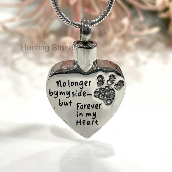 Crystal Paw Heart Memorial Keepsake Cremation Ashes Urn Pendant Necklace