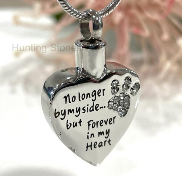 Crystal Paw Heart Memorial Keepsake Cremation Ashes Urn Pendant Necklace