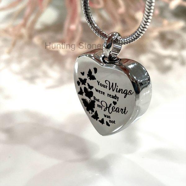 Silver Heart Memorial Urn Necklace