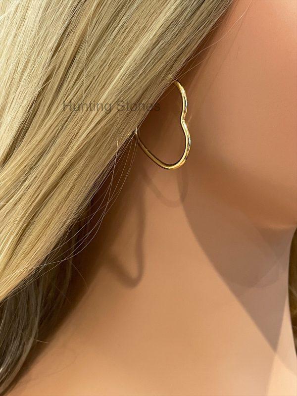 Gold Heart Hoop Earrings