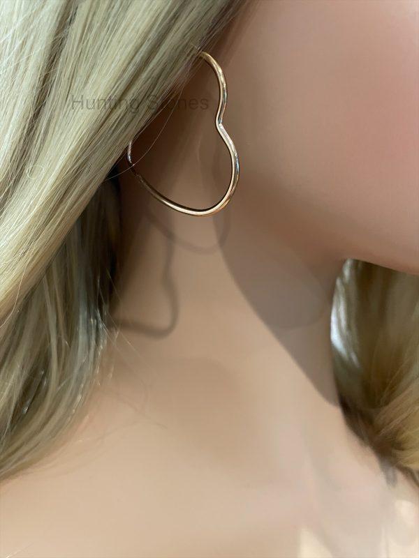Rose Gold Heart Hoop Earrings