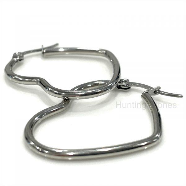 Silver Heart Hoop Earrings
