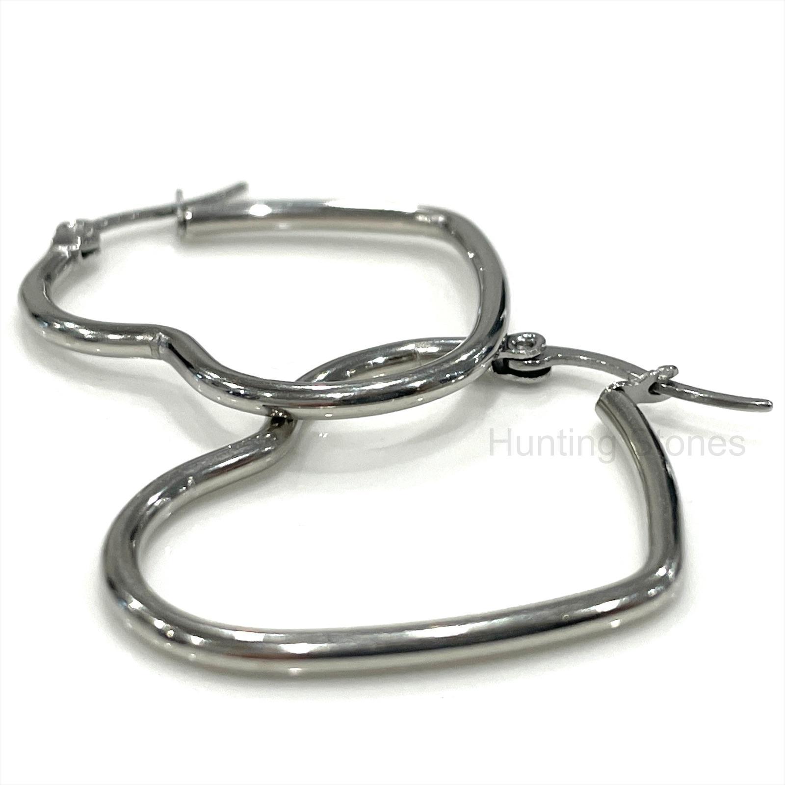 Silver Heart Hoop Earrings