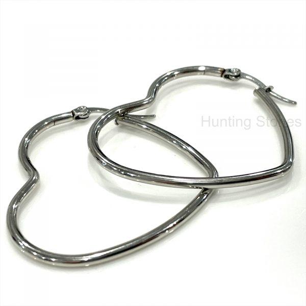 Silver Heart Hoop Earrings