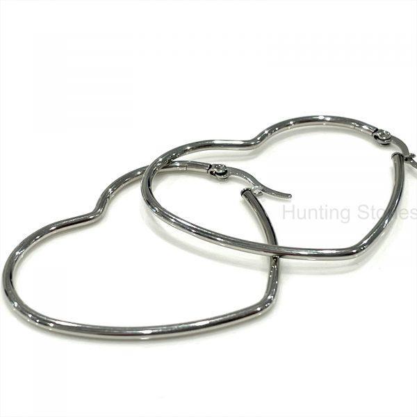 Silver Heart Hoop Earrings