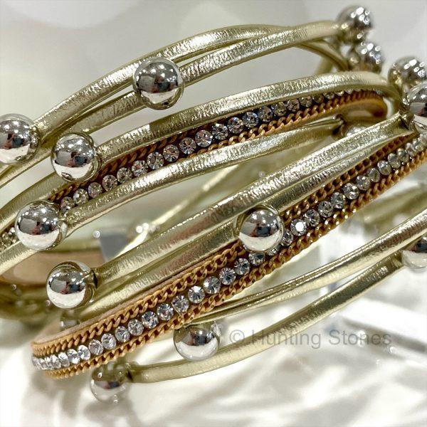 Crystal Stud Gold Wrap Bracelet