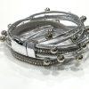 Crystal Stud Silver Wrap Bracelet