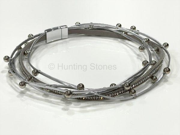 Crystal Stud Silver Wrap Bracelet