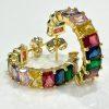 Rainbow Crystal Hoop Earrings
