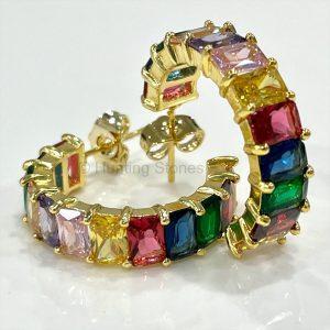 Rainbow Crystal Hoop Earrings