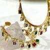 Rainbow Crystal Hoop Earrings