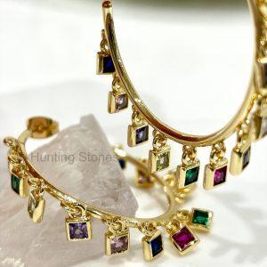 Rainbow Crystal Hoop Earrings