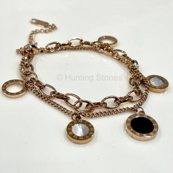 Rose Gold Shell Roman Numeral Bracelet
