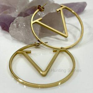 Gold V Hoop Earrings