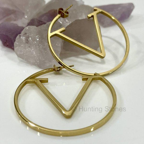 Gold V Hoop Earrings
