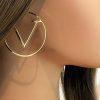 Gold V Hoop Earrings