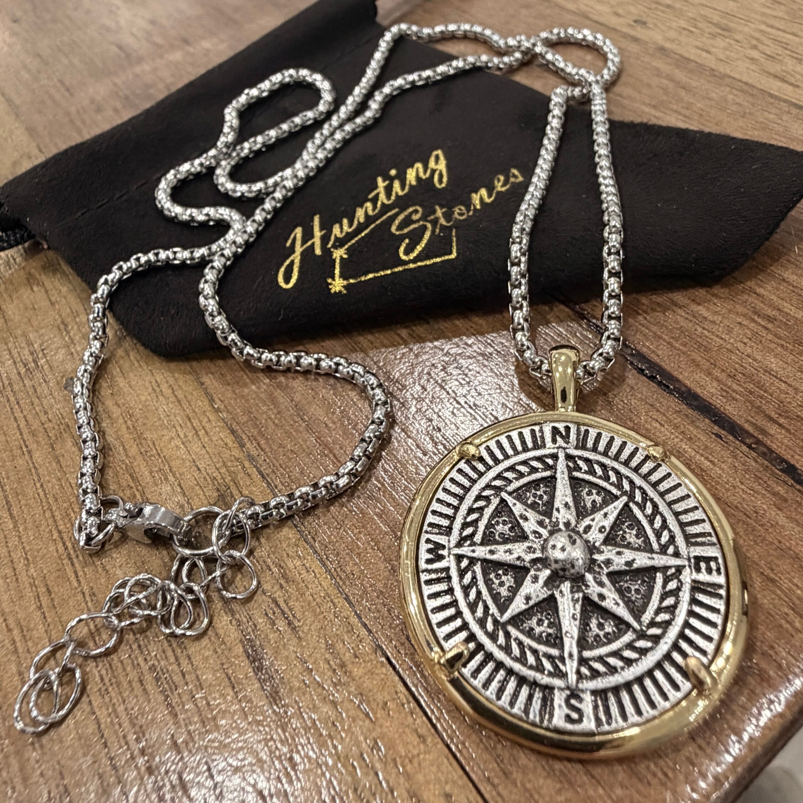 Unisex Compass Coin Necklace 30mm Safety Direction Guidance - Stainless Steel Chain - Image 2