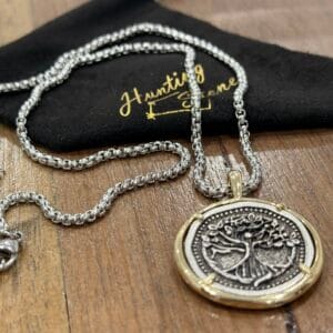 Unisex Tree Of Life Coin Necklace - 30mm Stainless Steel Chain Strength Renewal