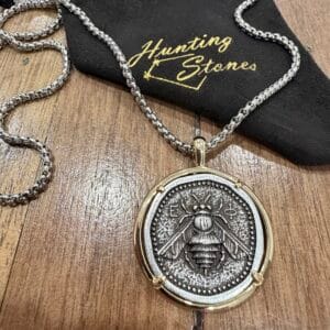 Unisex Bee Coin Necklace 30mm - Stainless Steel Chain