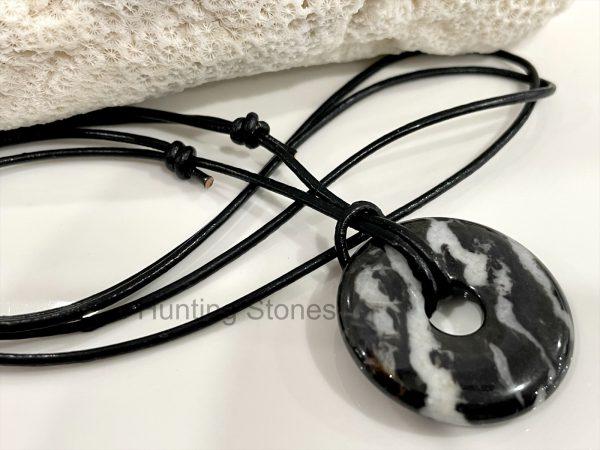 Unisex Natural Zebra Jasper Gemstone Necklace