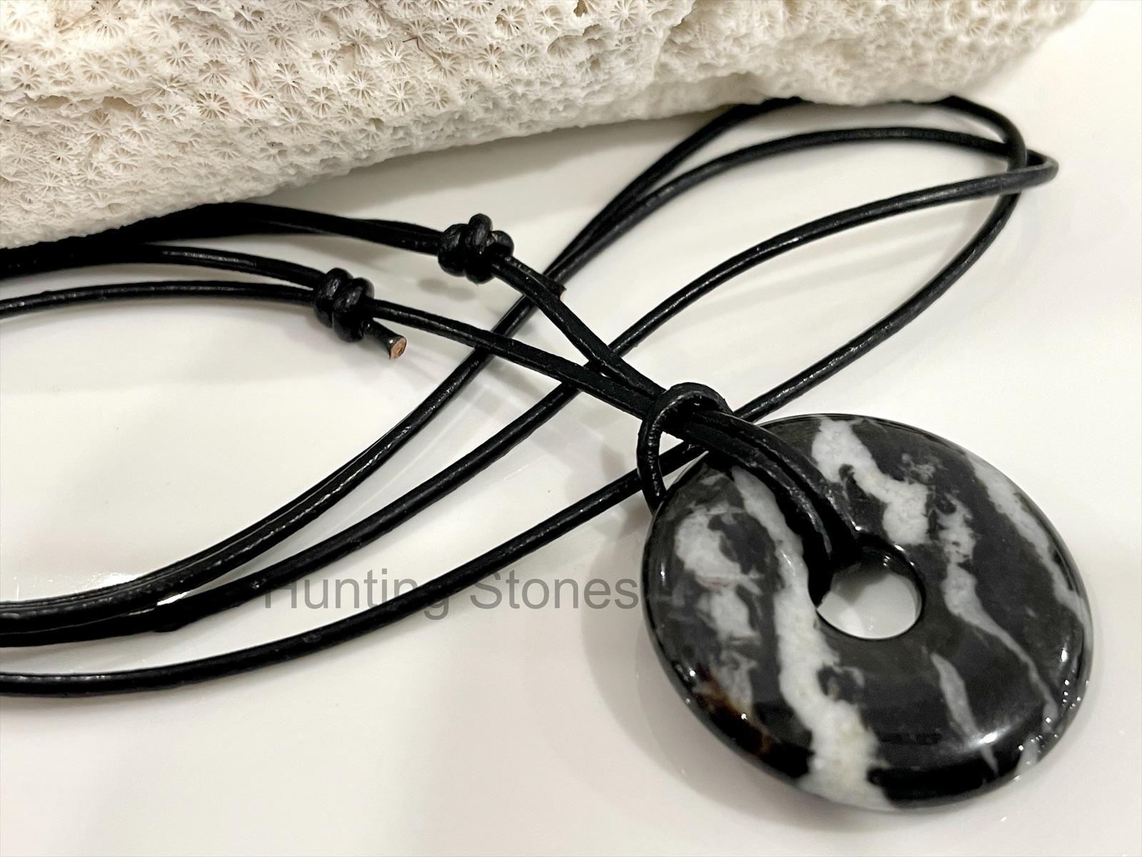 Unisex Natural Zebra Jasper Gemstone Necklace