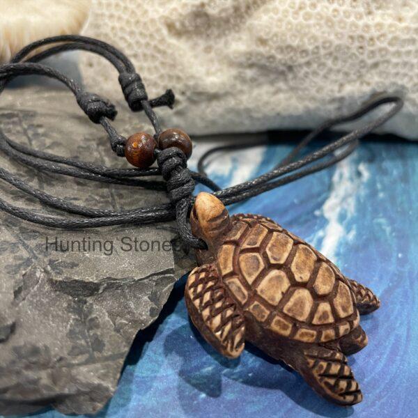 Unisex Tribal Turtle Surfer Necklace Happiness Long Life Endurance 4.1cm adjustable Hunting Stones