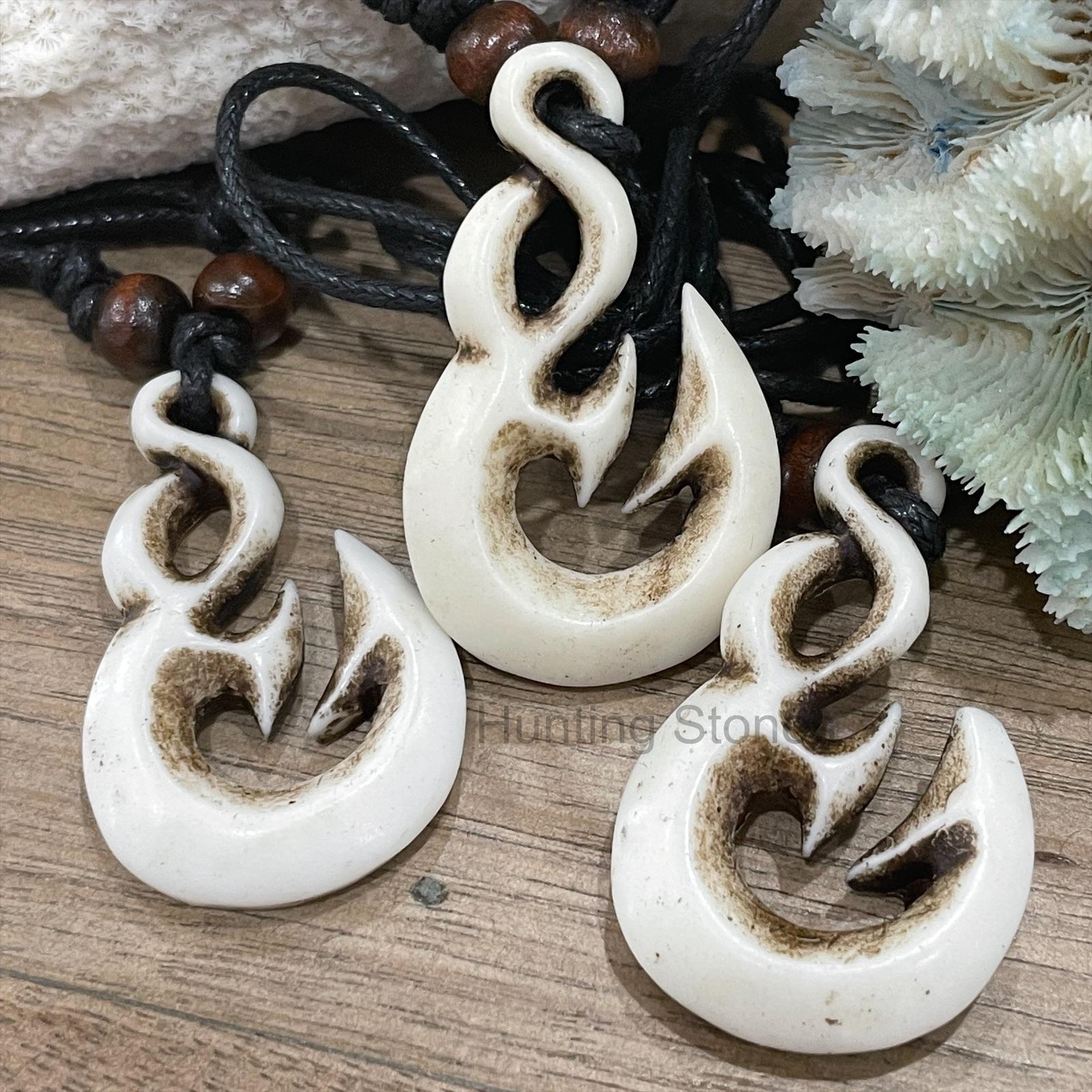 Unisex Tribal Maori Twist Fish Hook Surfer Necklace