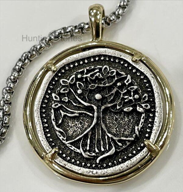 Unisex Sacred Celtic Tree Of Life Coin Necklace