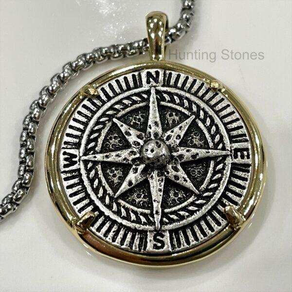 Unisex Compass Coin Necklace