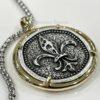 Unisex Fleur De Lis Coin Necklace